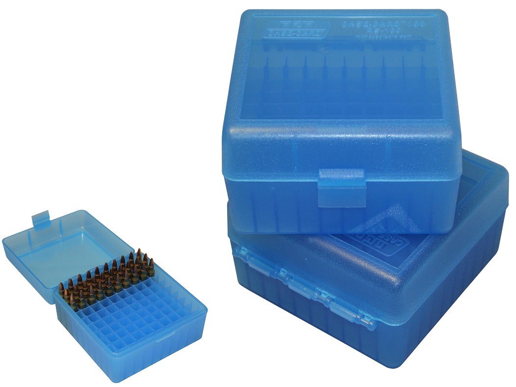 MTM RS100 Flip-Top Ammo Box CLEAR BLUE content 100